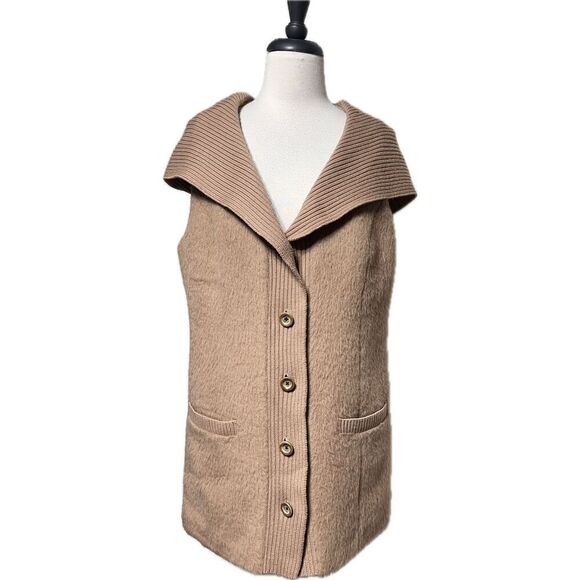 Etcetera Wool Sleeveless Hooded Tunic Sweater Vest Duster Size Medium - Picture 2 of 5